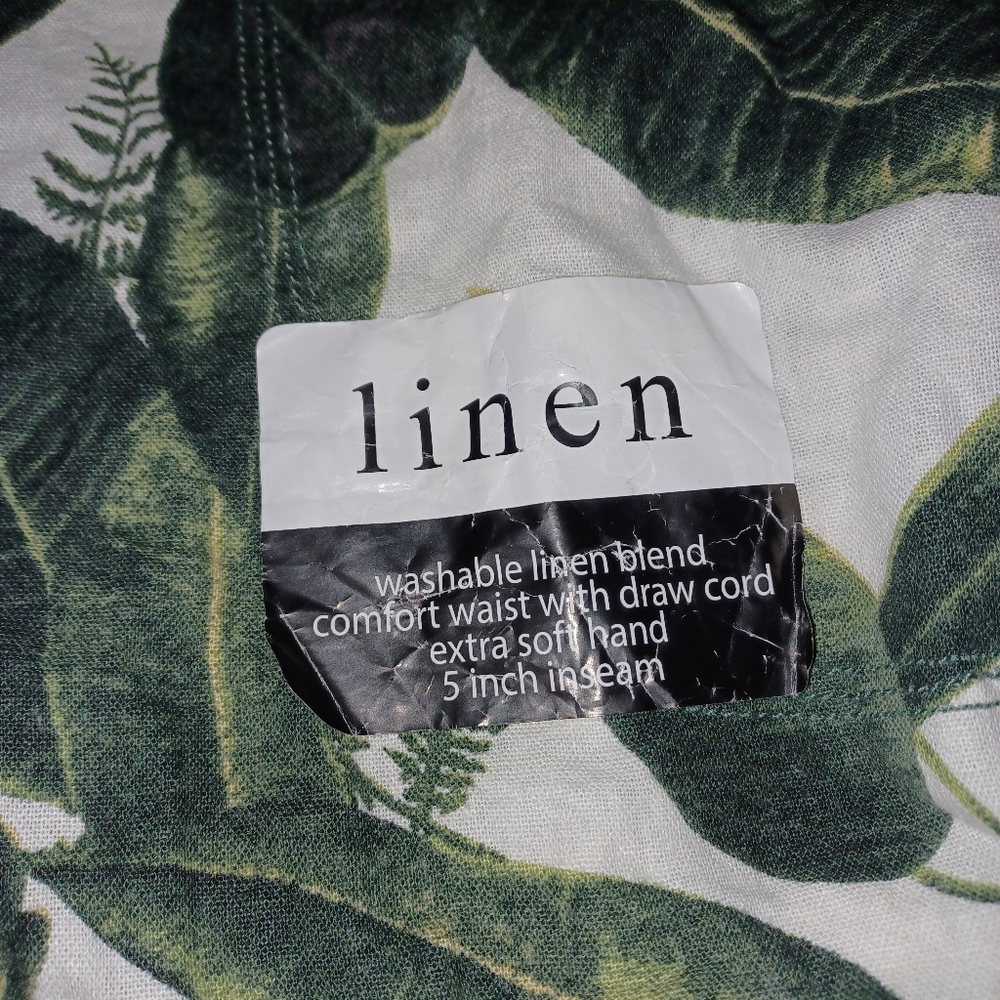 🌿5/$25 New Purple&More Medium Linen Cotton Hawaiian Plam Leaf Green Nwt - Picture 7 of 11